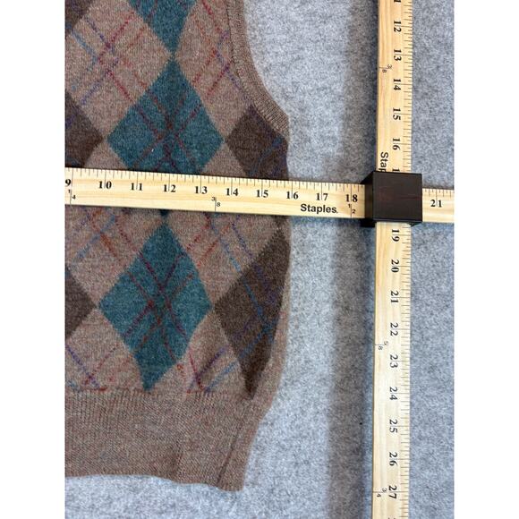 VINTAGE Country Shop Marshall Fields Sweater Vest Youth Medium Brown Argyle Wool - Picture 3 of 6